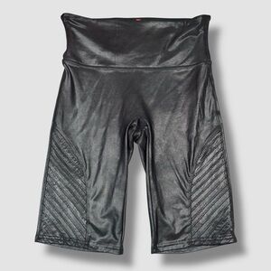 Spanx Moto Faux Leather Bike Shorts Medium Black